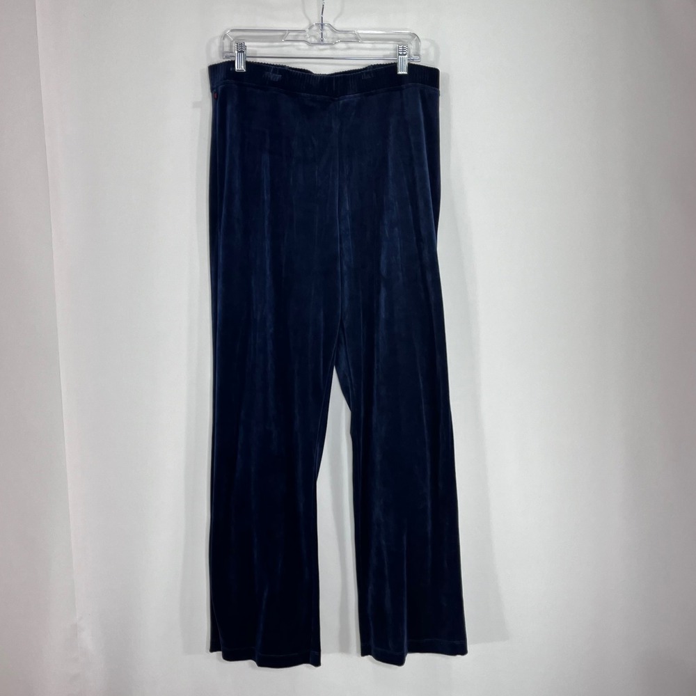 Lauren Ralph Lauren Navy Blue Velour Wide Leg Lounge Pants Women L Relaxed Fit